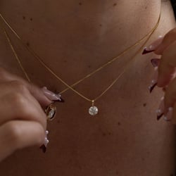 Capri Round Diamond Necklace in 14k Yellow Gold – view 3 thumbnail