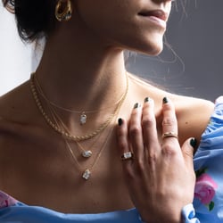 Rhodes Emerald-Cut Diamond Necklace in 14k Yellow Gold – view 2 thumbnail