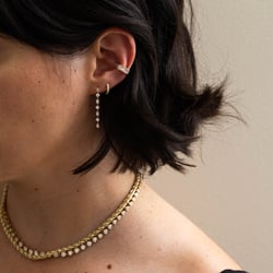 Classic Diamond Huggie Hoops in 14k Yellow Gold – view 2 thumbnail