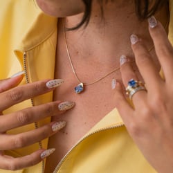 Rhodes Emerald-Cut Sapphire Necklace in 14k Yellow Gold – view 2 thumbnail