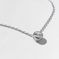 Monaco 1.00ct Bezel-Set Round Diamond Necklace in 14k White Gold – view 2 thumbnail