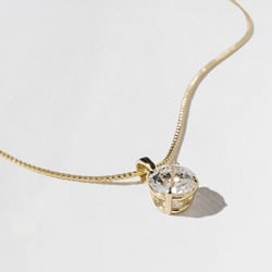 Capri Round Diamond Necklace in 14k Yellow Gold – view 2 thumbnail