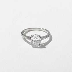 Iris Oval Solitaire with Pavé in 14k White Gold thumbnail