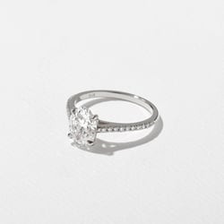 Iris Oval Solitaire with Pavé in 14k White Gold – view 2 thumbnail
