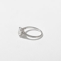 Iris Oval Solitaire with Pavé in 14k White Gold – view 3 thumbnail