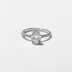 Grace Pear Solitaire with Pavé in Platinum thumbnail