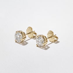 1.50ct Classic Round Diamond Studs in 14k Yellow Gold – view 2 thumbnail