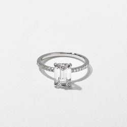 Grace Emerald-Cut Solitaire with Pave in 14k White Gold thumbnail