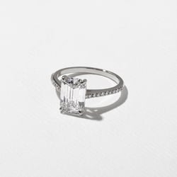 Iris Emerald-Cut Solitaire with Pavé in Platinum – view 2 thumbnail