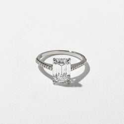 Iris Emerald-Cut Solitaire with Pavé in Platinum thumbnail