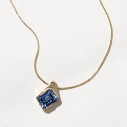 Rhodes Emerald-Cut Sapphire Necklace in 14k Yellow Gold thumbnail
