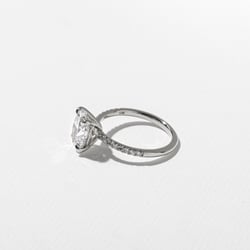 Grace Oval Solitaire with Pavé in 18k White Gold – view 3 thumbnail
