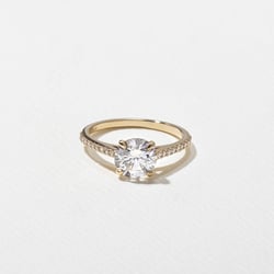 Iris Round Solitaire with Pavé in 14k Yellow Gold thumbnail