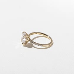 Grace Oval Solitaire with Pavé in 14k Yellow Gold – view 3 thumbnail