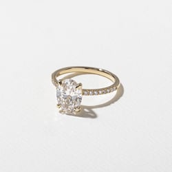 Grace Oval Solitaire with Pavé in 14k Yellow Gold – view 2 thumbnail