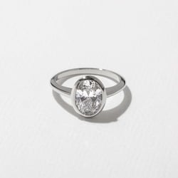 Bailey Oval Solitaire in 18k White Gold thumbnail