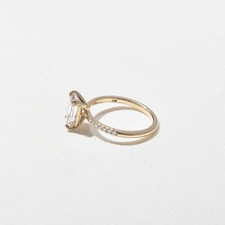 Grace Emerald-Cut Solitaire with Pave in 14k Yellow Gold – view 3 thumbnail