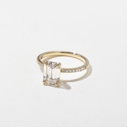 Grace Emerald-Cut Solitaire with Pave in 14k Yellow Gold – view 2 thumbnail