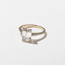 Iris Emerald-Cut Solitaire with Pavé in 14k Yellow Gold – view 2 thumbnail