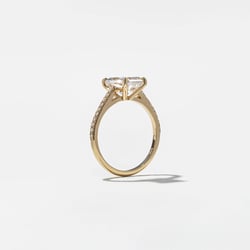 Iris Emerald-Cut Solitaire with Pavé in 14k Yellow Gold – view 5 thumbnail