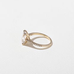 Iris Emerald-Cut Solitaire with Pavé in 14k Yellow Gold – view 3 thumbnail