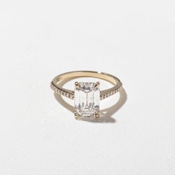 Iris Emerald-Cut Solitaire with Pavé in 14k Yellow Gold thumbnail