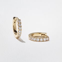 Classic Diamond Huggie Hoops in 14k Yellow Gold thumbnail