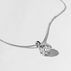 Capri Round Diamond Necklace in 14k White Gold – view 2 thumbnail