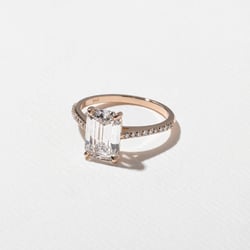 Iris Emerald-Cut Solitaire with Pavé in 14k Rose Gold – view 2 thumbnail