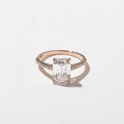 Iris Emerald-Cut Solitaire with Pavé in 14k Rose Gold thumbnail