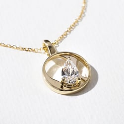 Cairo Pear Diamond Necklace in 14k Yellow Gold – view 2 thumbnail