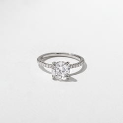 Grace Round Solitaire with Pavé in 18k White Gold thumbnail