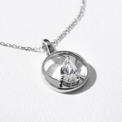 Cairo Pear Diamond Pendant in 14k White Gold – view 3 thumbnail