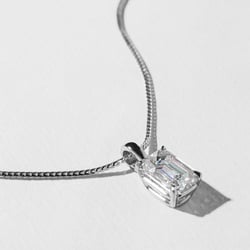Capri Emerald-Cut Diamond Necklace in 14k White Gold – view 2 thumbnail