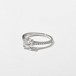 Iris Round Solitaire with Pavé in 14k White Gold – view 2 thumbnail