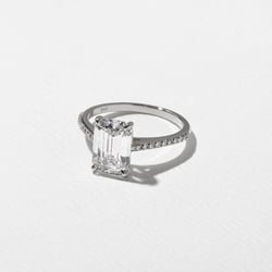Iris Emerald-Cut Solitaire with Pavé in 18k White Gold – view 2 thumbnail