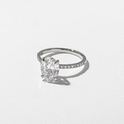 Grace Oval Solitaire with Pavé in 14k White Gold – view 2 thumbnail