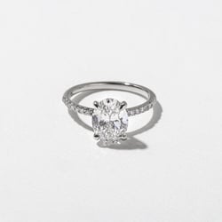 Grace Oval Solitaire with Pavé in 14k White Gold thumbnail
