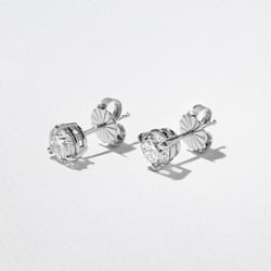 1.00ct Classic Round Diamond Studs in 14k White Gold – view 2 thumbnail