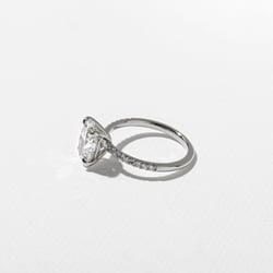Grace Oval Solitaire with Pavé in Platinum – view 3 thumbnail