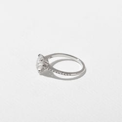 Iris Oval Solitaire with Pavé in Platinum – view 3 thumbnail