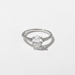 Iris Oval Solitaire with Pavé in Platinum thumbnail