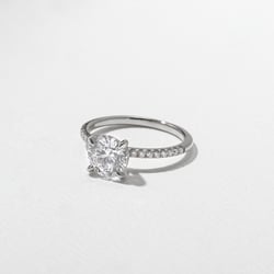 Grace Round Solitaire with Pavé in Platinum – view 2 thumbnail