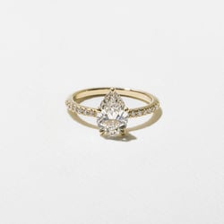 Grace Pear Solitaire with Pavé in 18k Yellow Gold thumbnail