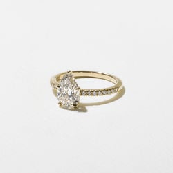 Grace Pear Solitaire with Pavé in 18k Yellow Gold – view 2 thumbnail