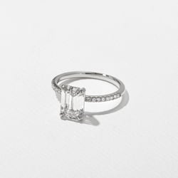 Grace Emerald-Cut Solitaire with Pave in 18k White Gold – view 2 thumbnail