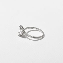 Grace Emerald-Cut Solitaire with Pave in 18k White Gold – view 3 thumbnail