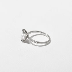 Grace Emerald-Cut Solitaire with Pave in Platinum – view 3 thumbnail