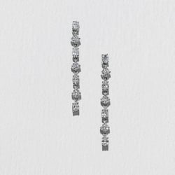 Mixed Diamond Drop Earrings in 14k White Gold thumbnail