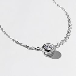 Monaco 0.75ct Bezel-Set Round Diamond Necklace in 14k White Gold – view 2 thumbnail
